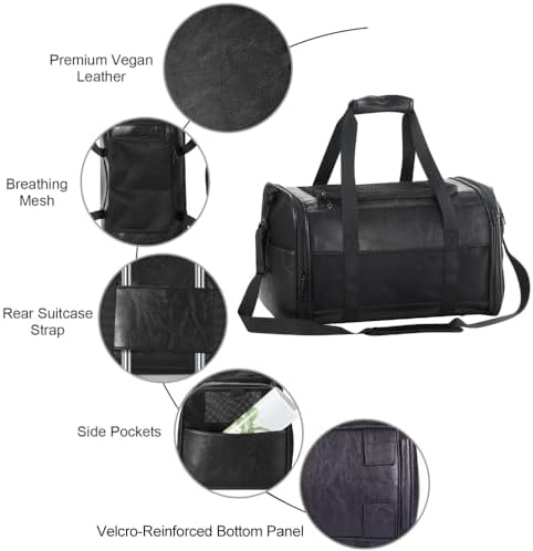 Fashion Dog Carrier Pet Carrier Airline Approved Cat Carrier for Small Dogs Cats Under 15 Lbs, Vegan Leather Collapsible Soft Sided Travel Puppy Carrier