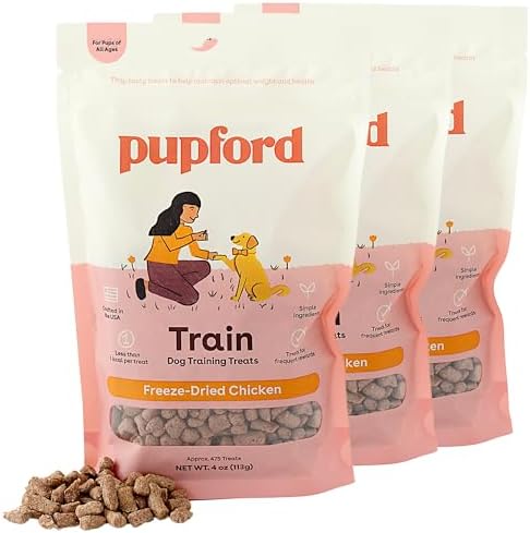 Pupford Freeze Dried Dog & Puppy Training Treats (Chicken, 4 oz, 3 Pack)