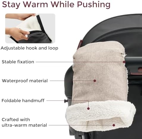 Momcozy Universal Stroller Gloves, Plush Weatherproof Winter Handmuffs