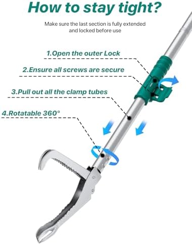 69" Snake Grabber Tool – Heavy Duty Locking Reptile Tongs for Rattlesnakes, Long Reach Folding Snake Catcher for Outdoor, Garden, and Emergency Use