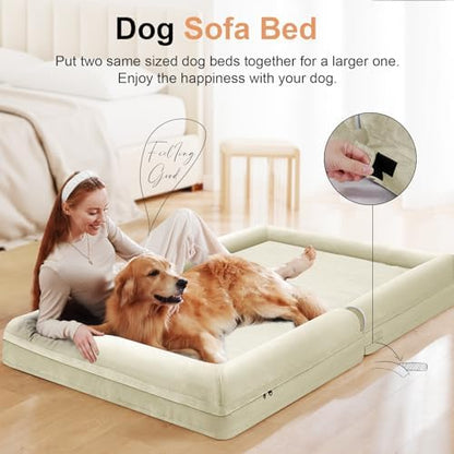 NANUYA Orthopedic Dog Bed for Jumbo Dogs, 48 x 33 Inch, Beige