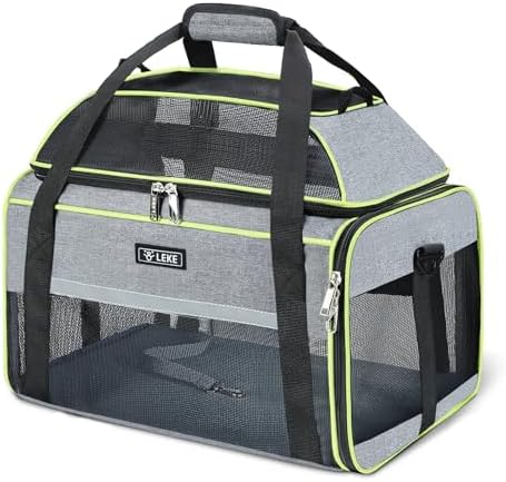 Lekereise Top-Expandable Pet Carrier 18x11x11Inch Delta American United Airline Approved Soft Sided Underseat to 15lbs Travel Carriers for Small Dogs Cats with Locking Safety Zippers Anti-Scratch Mesh
