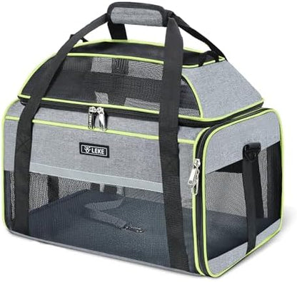 Lekereise Top-Expandable Pet Carrier 18x11x11Inch Delta American United Airline Approved Soft Sided Underseat to 15lbs Travel Carriers for Small Dogs Cats with Locking Safety Zippers Anti-Scratch Mesh