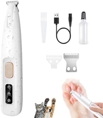 1PC Dog Paw Trimmer with LED Light,35dB Low Noise Precision Pet Paw Trimmer for Dogs Cats Grooming Clippers,Safety Electric Paw Hair Trimmer for Paws,Ears,Rump,Face,Eyes,Dog