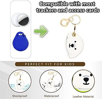 BORKUANA PU Leather Keychain Holder Protective Case Compatible with AirTag