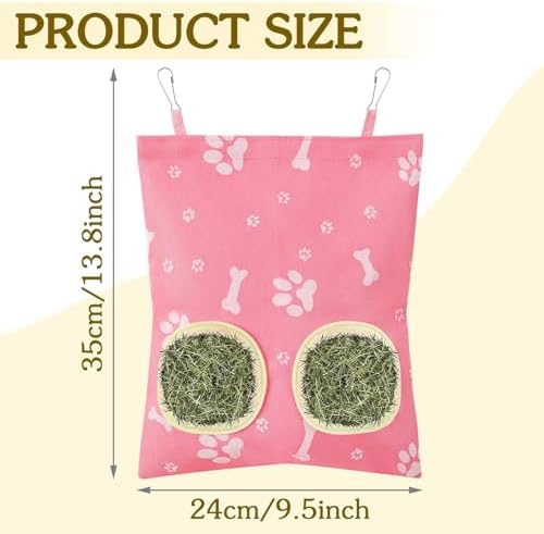 UPINS 3Pack Guinea Pig Hay Feeder Bag,Bunny Rabbit Cage Bag Hanging Holder
