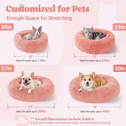 rabbitgoo Calming Cat Beds for Indoor Cats, 30 inches, Pink