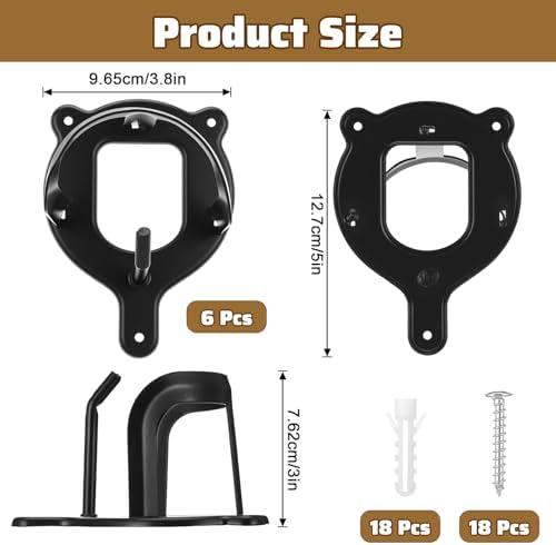 6 Counts Horse Bridle Rack, Metal Bridle Holder with Tubes and Screw, Heavy-Duty Horse Tack Storage Halter Hanger for Tack Room/Horse Blanket Rack/Bridle Holder Wall Mount, Black