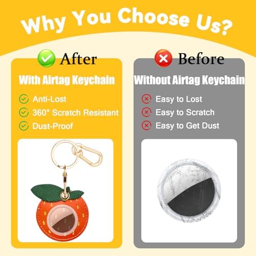 Leather Keychain Holder Case for AirTag, Cute Protective Cover for Apple Airtag KeyChain, GPS Tracker Item Finder