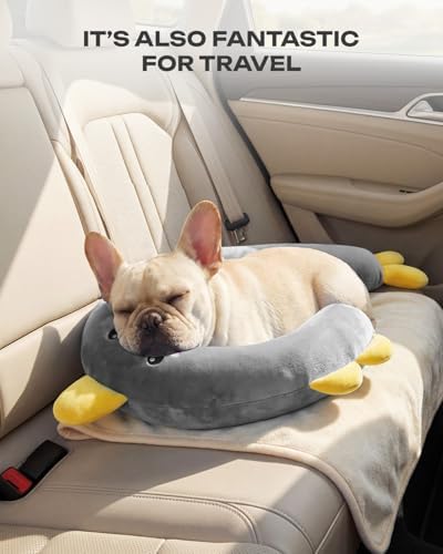 Dog Calming Pillow, Soft Pet Pillows for Small Dogs and Cats, Washable Fluffy Cozy Sleep Dog Neck Pillow, Dog Bed Pillow for Senior Pup Puppy Kitten(M Gray)