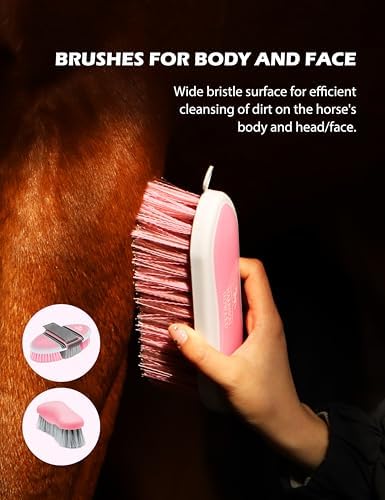 Harrison Howard Horse Grooming Kit, 11-Piece Horse Brush Set with Tote