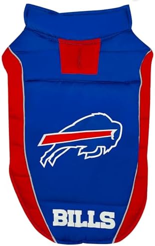 NFL Buffalo Bills Puffer Vest for Dogs & Cats, Size Medium. Warm, Cozy, and Waterproof Dog Coat, for Small and Large Dogs/Cats. Best NFL Licensed PET Warming Sports Jacket