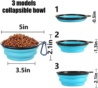 SLSON Dog Bowls Pet Collapsible Bowl with Cover Lids, 2 Pack Travel Bowls