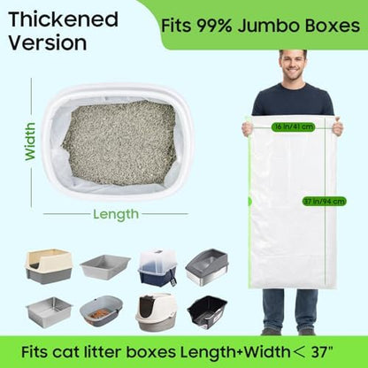 14 Pack Large Cat Litter Box Liners 37"x16", Heavy‑Duty Litter Bags