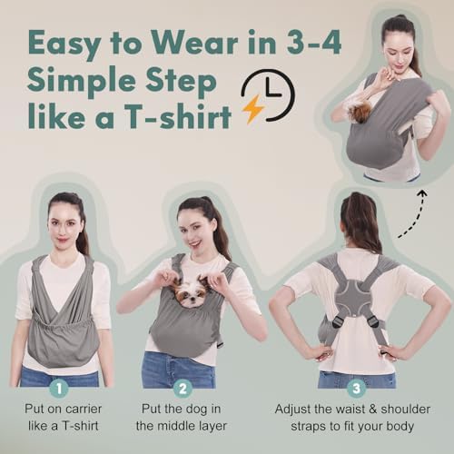 Supet Dog Sling Carrier for Small Pet, Adjustable Hands Free Front Backpack