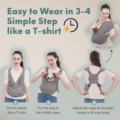 Supet Dog Sling Carrier for Small Pet, Adjustable Hands Free Front Backpack