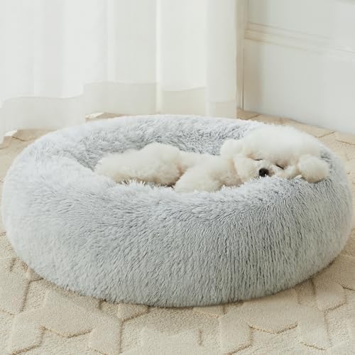 WNPETHOME Medium Round Calming Dog Bed Cat Bed for Comfy Sleep