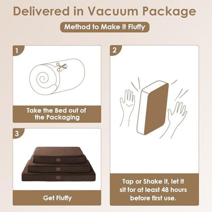 EHEYCIGA Orthopedic Dog Bed Large with Removable Washable Cover, 36IN Brown
