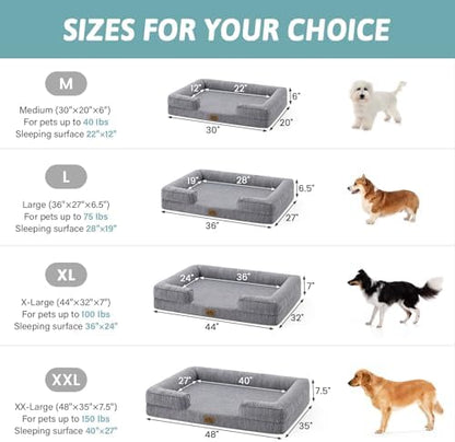 COZY KISS Orthopedic Dog Cooling Bed for Large Sized Dogs, 36x27 inch