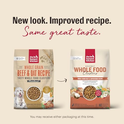 The Honest Kitchen Grain Free Beef & Superfoods Whole Food Clusters, Human Grade Dry Dog Food, Vet-Crafted Nutritional Support for Skin, Coat, Digestion & Overall Wellness, Trial Size, 1 lb Bag