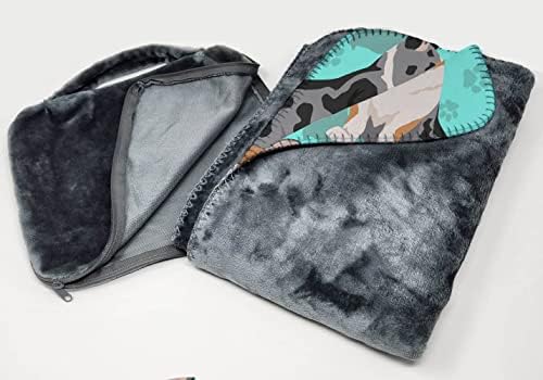 Caroline's Treasures MLM1016TBLT Blue Merle Welsh Cardigan Corgi Soft Travel Blanket with Bag Airplane Blanket, Indoor Outdoor Camping Blanket for Traveling, Picnics, Beach Trips, Concerts