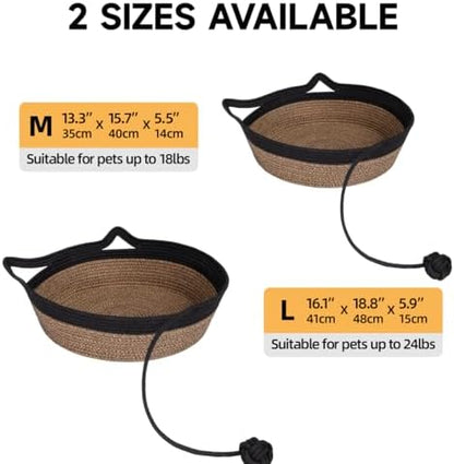 Cat Bed, Cotton Rope Instinct Basket for Cats, Handwoven Cat Beds