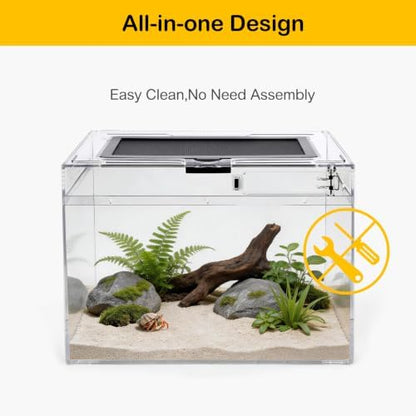 HELIME Reptile Tank 7 Piece Starter Kit with Escape Proof Locking Lid Small