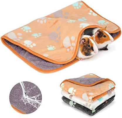 YUEPET Guinea Pig Blankets 3 Pack, Waterproof-Backed Fleece Liners, S