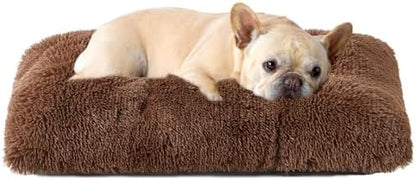 EHEYCIGA Fluffy Dog Crate Bed for Medium Dogs, Plush Crate Pad, Coffee