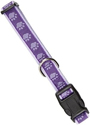 Casual Canine TwoTone Pawprint Dog Collar, 6-10-Inch, Purple
