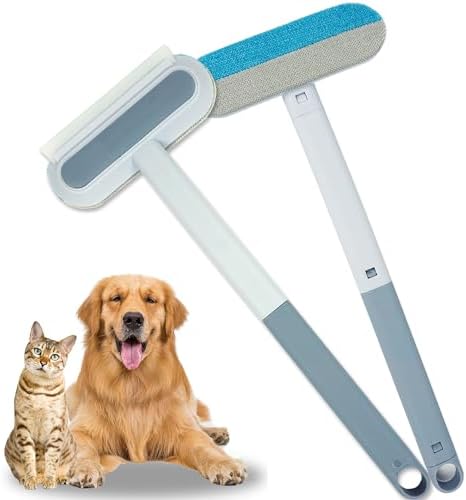 Magic Pet Hair Remover for Dog Cat Owner 2 Pieces, TikTok 4 in 1 Multifunctional Pet Hair Removal Tool for Couch Furniture Carpet Clothing, Reusable Washable Broom Brush for Window Tile Lint Cleaning