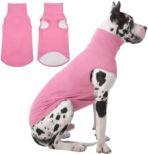 IECOii 4XL Dog Sweater - Stretch Fleece Sweater with Turtleneck,Pink