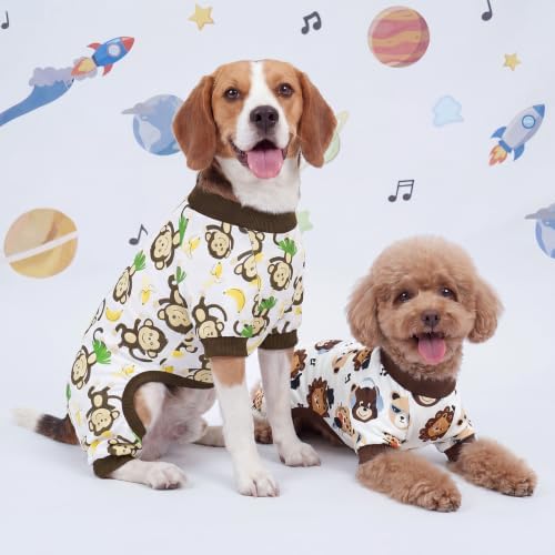 XPUDAC 4 Pack Dog Pajamas Comfy Strechy Doggie Pjs Puppy Clothes for Small Medium Dogs Boy Girl Cat Pet Outfits, XS