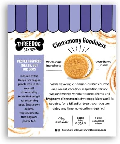 Three Dog Bakery Churro Lick'n Crunch Vanilla & Cinnamon Crunchy Dog Treats, 13-oz Box (Pack of 2)