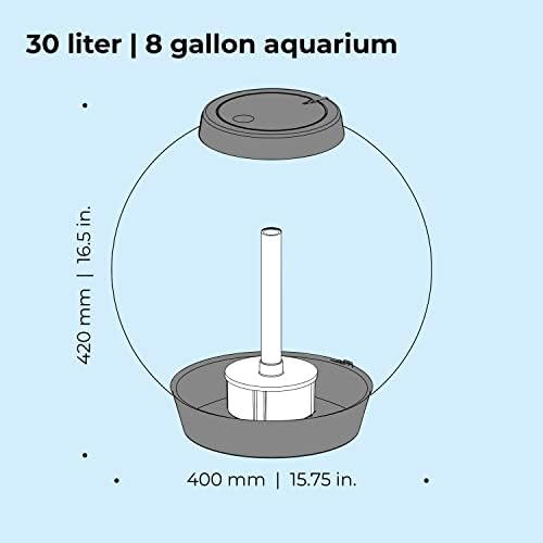 biOrb Classic 30 Acrylic 8-Gallon Aquarium with White LED Lights Modern Tank for Tabletop Display, Silver