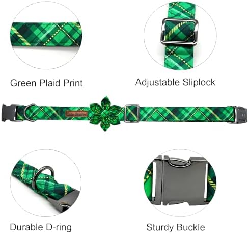 Dog Collar - St. Patrick's Day Dog Collars with Flower Adjustable Girl Pet Gift Collar for Medium Small Large Dogs
