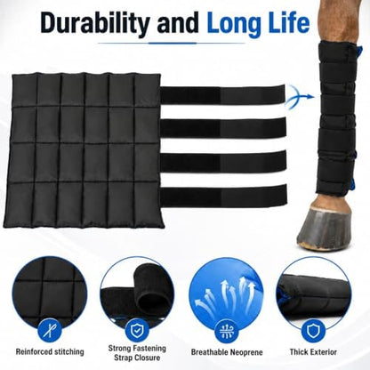 LOVIVO 4 Pack Reusable Gel Horse Ice Boots, Adjustable 4 Leg Cooling Wraps