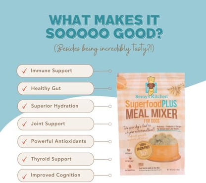 Fish SuperfoodPLUS Meal Mixers for Dogs - USA Sourced Meal Toppers for Dogs, Supporting Joint, Gut, and Heart Health - Dog Prebiotics and Probiotics Food Mixers - 5 oz