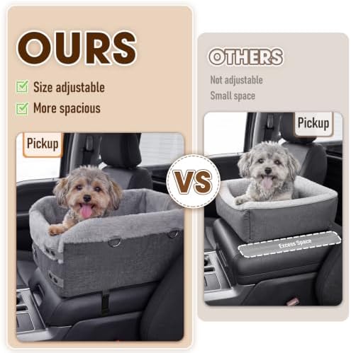 Small Dog Car Seat - Center Console Puppy Booster Seats (Dark Grey&Grey)