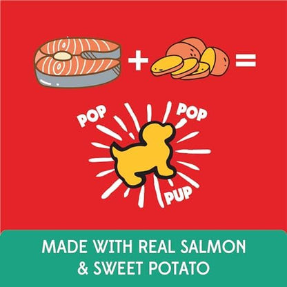 Pup Corn Plus - Puffed Dog Treats with Prebiotics and Probiotics - Salmon & Sweet Potato (24oz) - Made in USA (Pack of 2)
