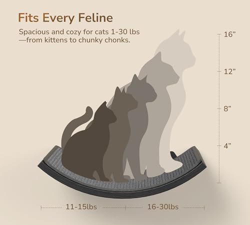 Gray Cat Wall Shelf with Grey Sisal Mat, Curved Cat Bed for Scratching and Resting, Wall Mounted Hammock for Large Cats