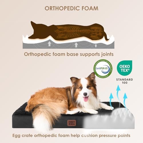 EHEYCIGA Orthopedic Dog Bed Large with Removable Washable Cover, 41IN Black