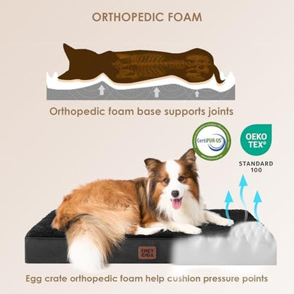 EHEYCIGA Orthopedic Dog Bed Large with Removable Washable Cover, 41IN Black