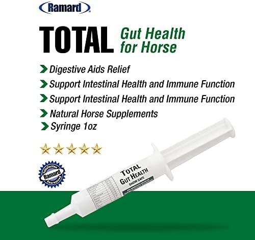 Ramard Total Gut Health Equine Digestive Support - Equine Gut Health Supplement Probiotics for Horses, Healthy Gut Vitamins, Gastric Relief, Optimum Digestive Health for Horses 1oz, 1-Pack