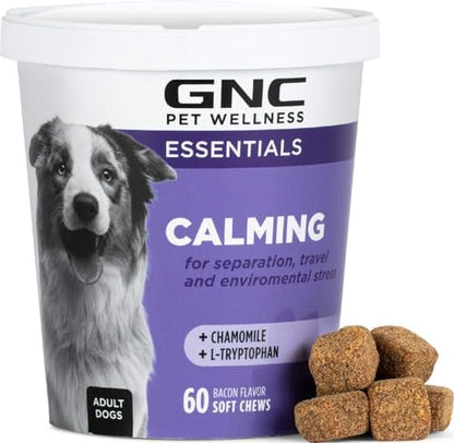 GNC Pets Essentials Calming Soft Chews for Dogs, Bacon Flavor, 60 Count