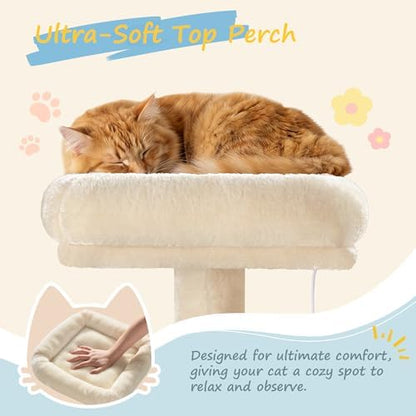 SHA CERLIN 82 inch, Multi-Level Cat Tree Tower for Indoor Cats, Cat Condo with Sisal Scratching Posts, Plush Perches, Hammocks, Toy Balls, Beige