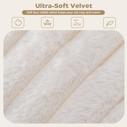 Avont Cat Bed for Indoor Cats, Fluffy Washable with Raised Rim