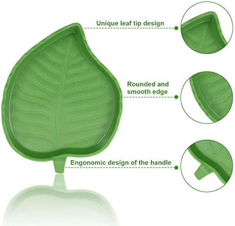 Boao 2 Pieces Leaf Reptile Food Water Bowl Plate Feeding Dish for Tortoise