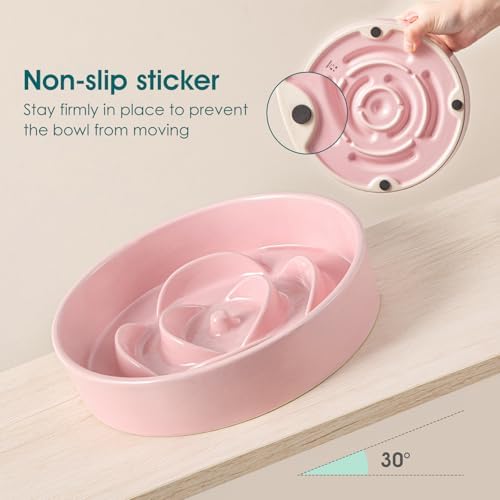 vancasso Ceramic Slow Feeder Dog Bowl, 1.5 Cup Puzzle Dish for Medium Breed