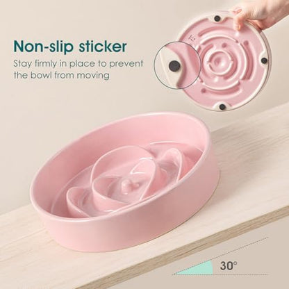 vancasso Ceramic Slow Feeder Dog Bowl, 1.5 Cup Puzzle Dish for Medium Breed